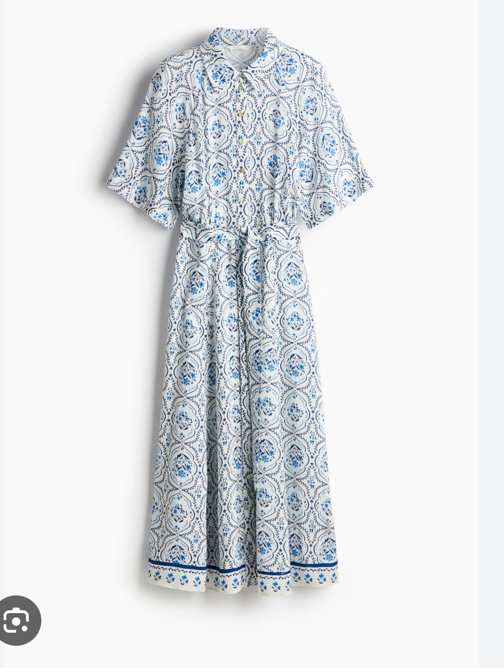 H&M White and Blue Printed Midi Dress - Picture 3 of 13